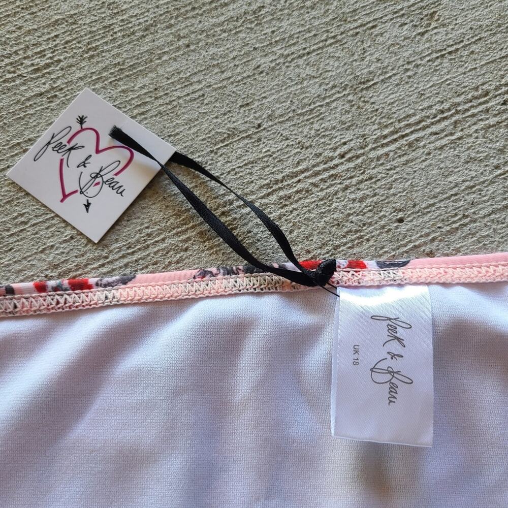 ASOS Pink Floral Bikini Bottom Peek & Beau High Waist Beachy UK 18 US 14 NWT - Picture 4 of 5